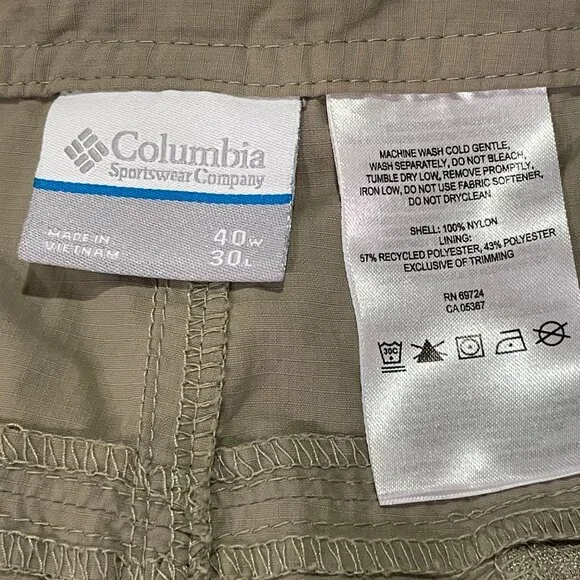 (MEN'S) COLUMBIA "Silver Ridge" Convertible Cargo Pants/Shorts Khaki- 40/30